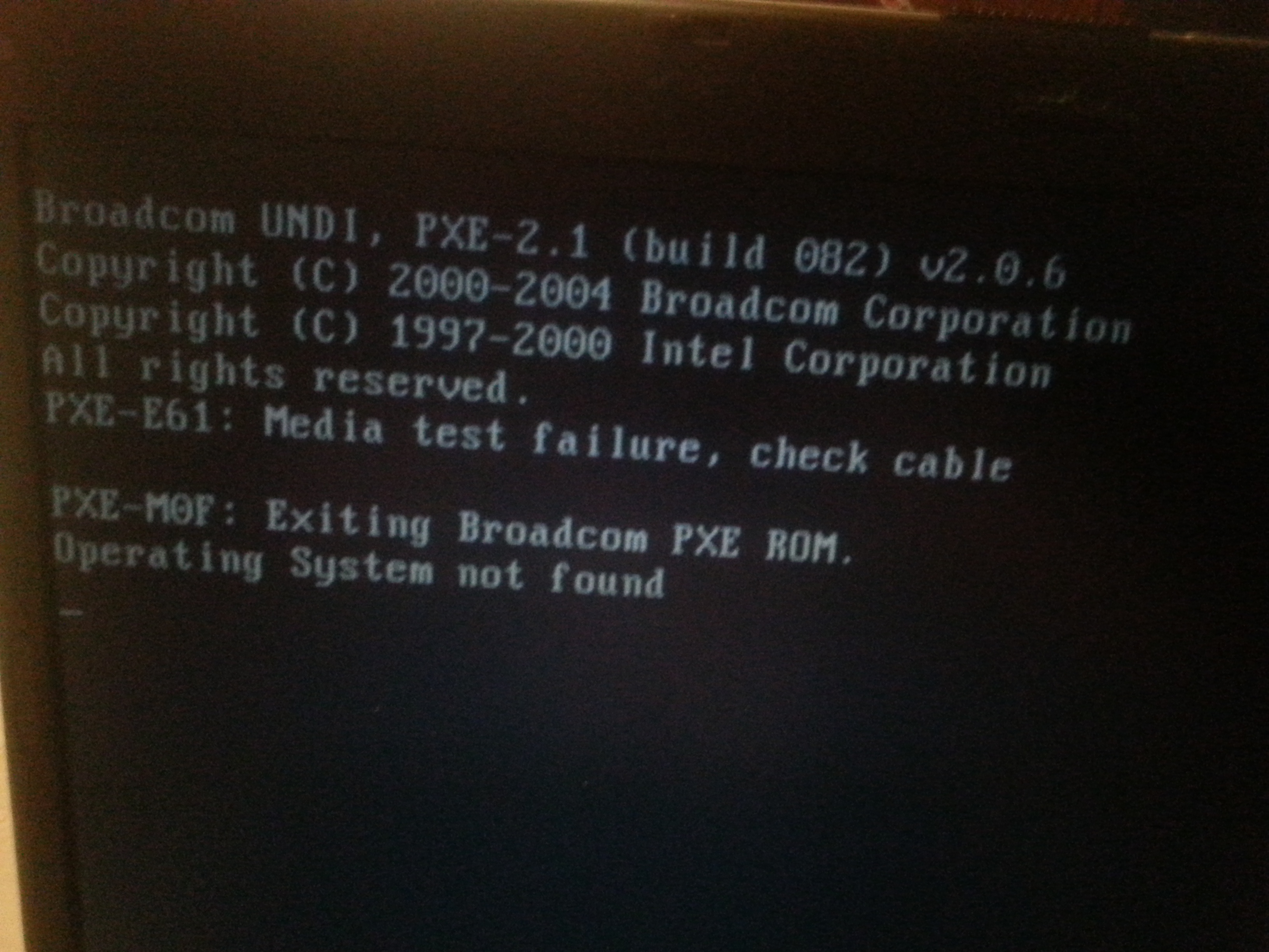 System is not available. Не запускается ноутбук PXE e61 Media Test failure check Cable.